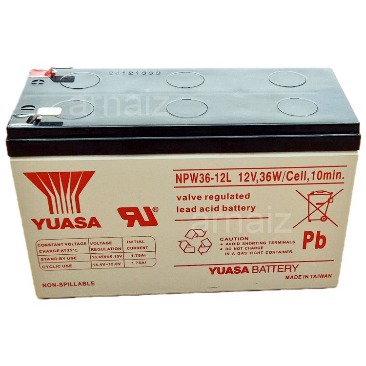 Yuasa UPS Battery 12V 7.2Ah NPW36-12 12 Volts 36 Watts 7.2 Ampere 36W Rechargeable Valve Regulated