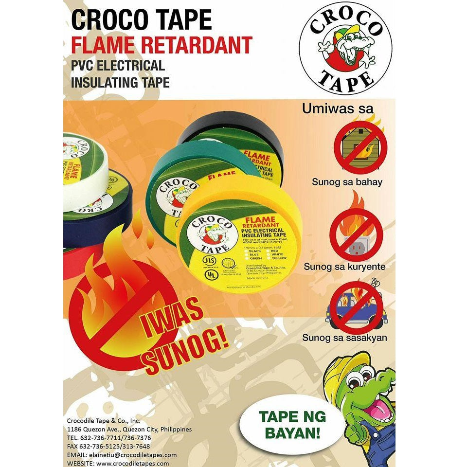 Crocodile Electrical Tape Big Croco PVC Insulating Flame Retardant Electrical Tape 0.16mm x 19mm x 16M