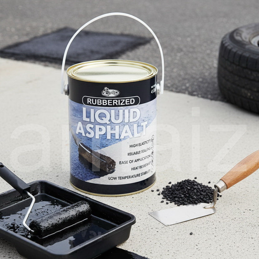 Shelby Rubberized Liquid Asphalt 4 Liters Gallon Waterproofing Paint S16 Black Asphalts Coating
