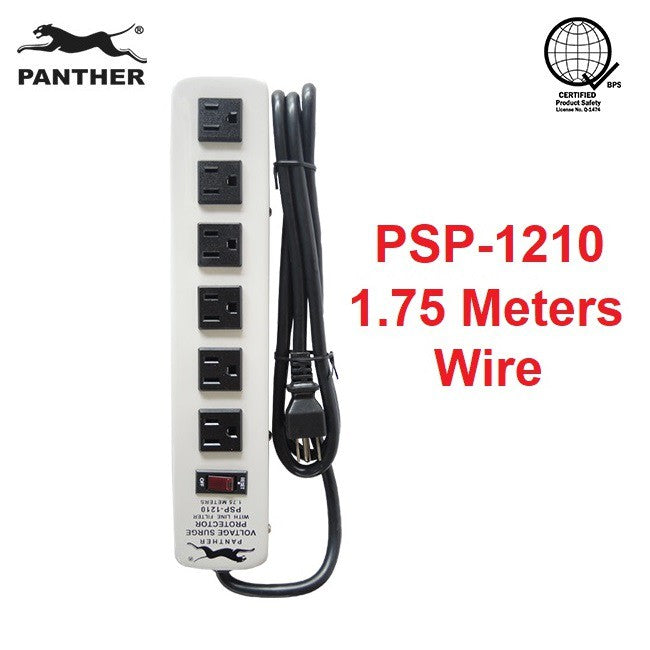 Panther 6 Gang Voltage Surge Protector 6 Outlets Extension Cord 1.75meters PSP-1210 PSP 1210 PSP1210