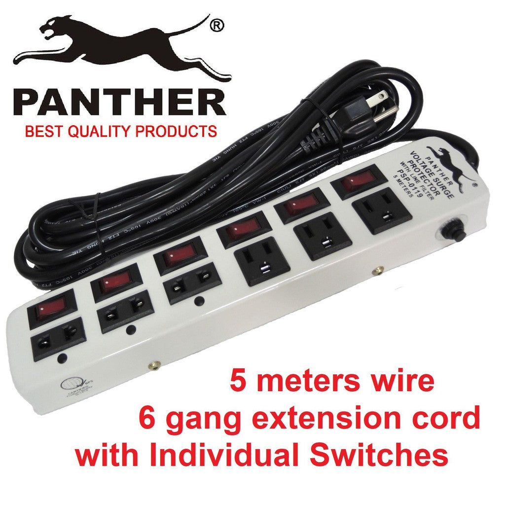 Panther Extension Cord Voltage Surge Protector with Line Filter 5 meters PSP-0119 PSP 0119 PSP0119