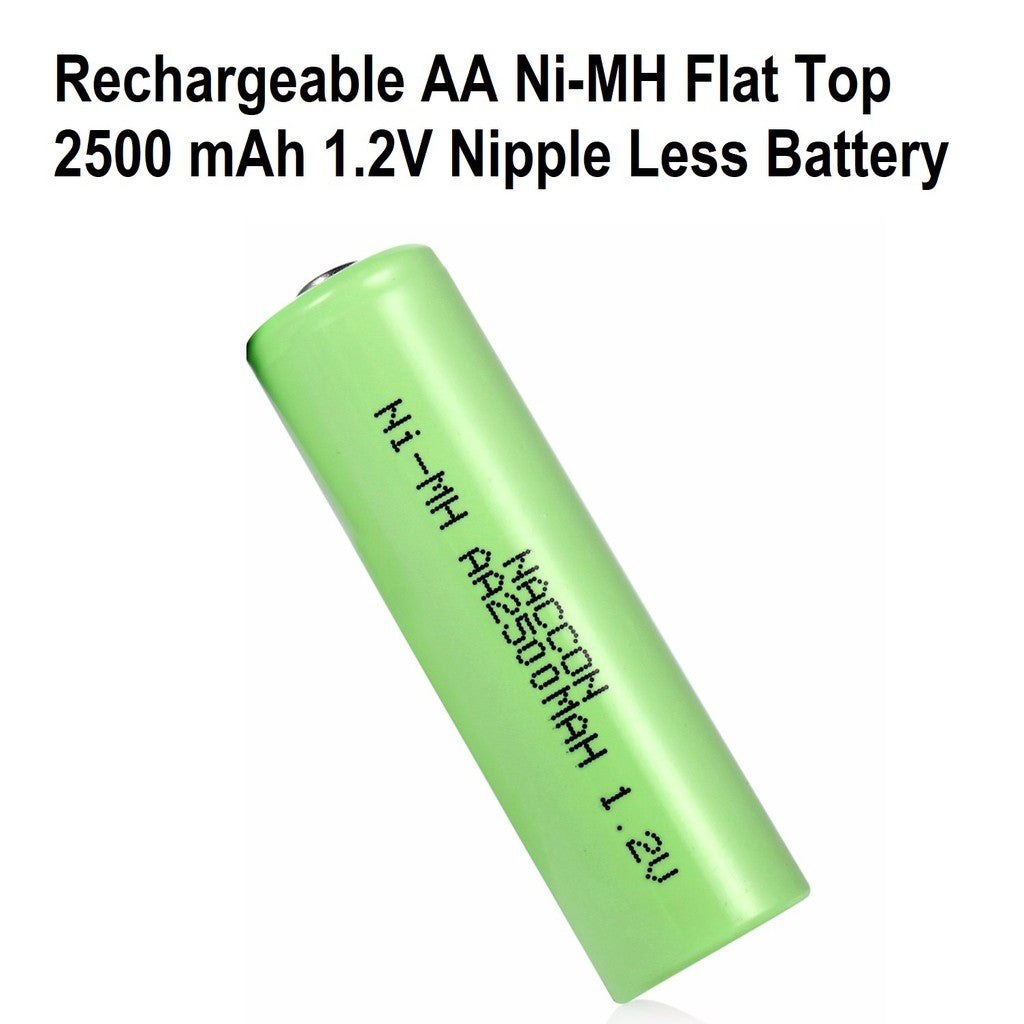 Rechargeable AA Battery Flat Top Nipple Less Battery Ni-MH 1.2V 2500mAh AA Batteries