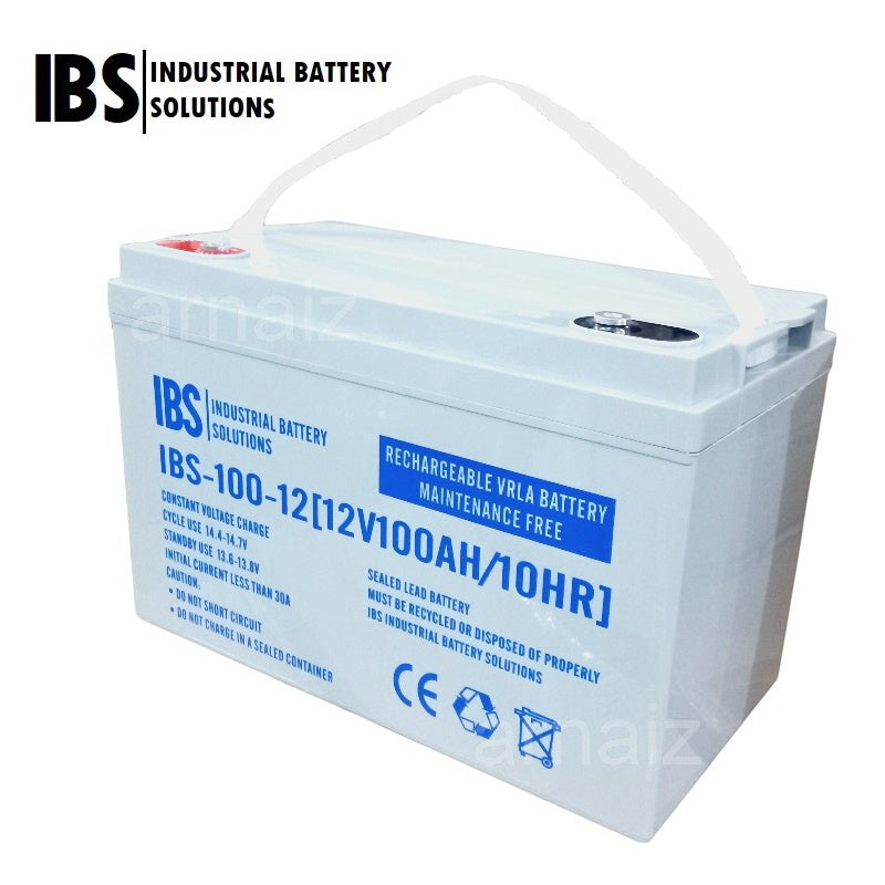 IBS 12V 100Ah Rechargeable IBS-100-12 Valve Regulated Lead Acid VRLA Battery Maintenance free