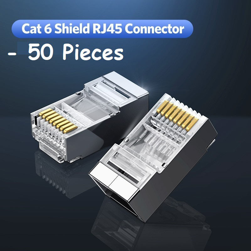 Cat6 RJ45 Shielded Connector 8P8C Modular Ethernet Cable Head Plug Gold-plated Cat 6 Crimp Network