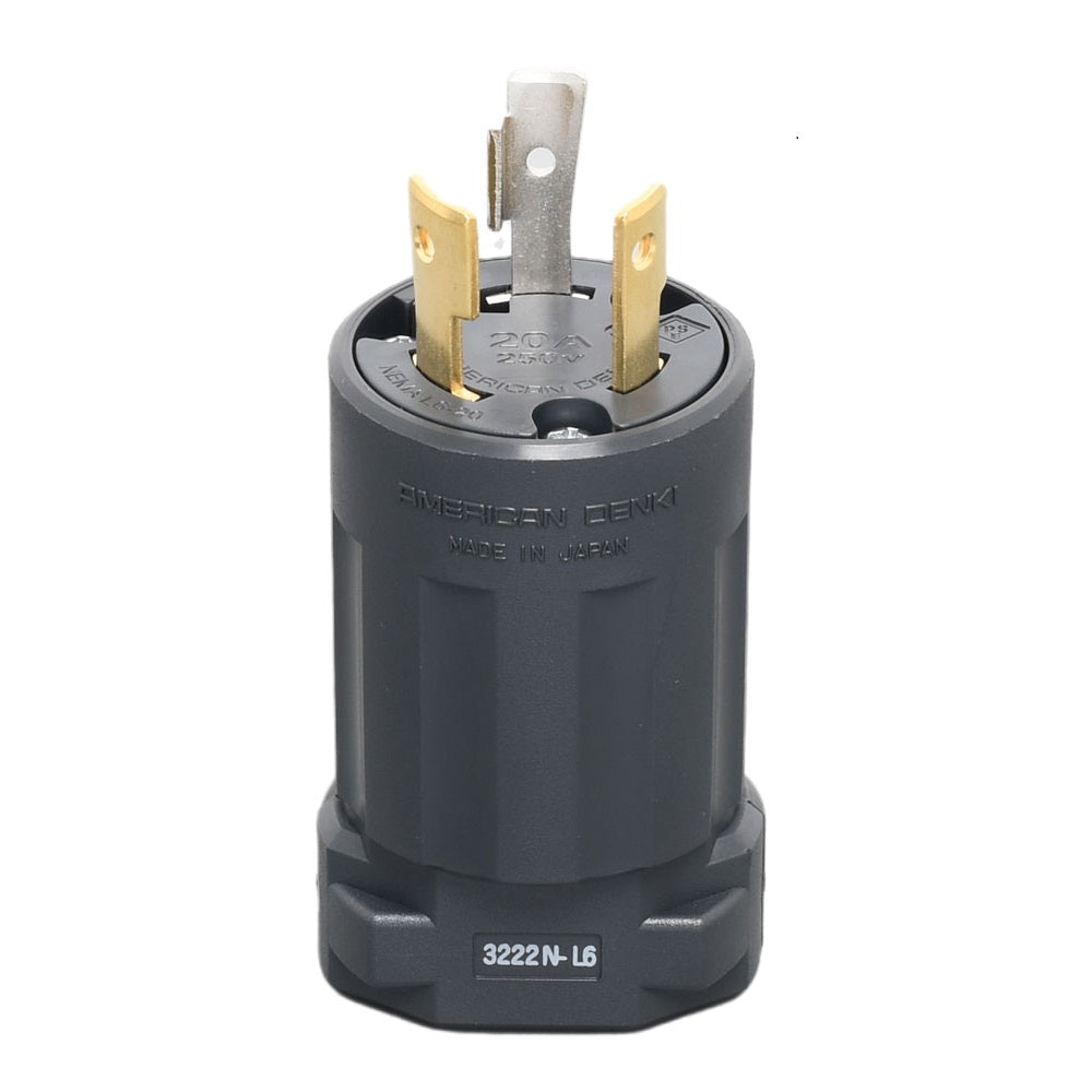 American Denki 3222N-L6 Locking Plug 20A 250V NEMA L6-20 2 Pole 3 Wire Nylon Housing