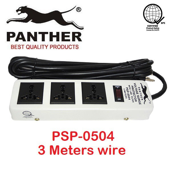 Panther Extension Cord Voltage Surge Protector PSP-0504 PSP 0504 PSP0504 3 Gang 3 Outlets 3 Meter