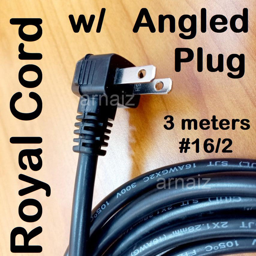 Cobra Cord, Royal Cord 16/2, 3 Meters, with Molded Angled Plug