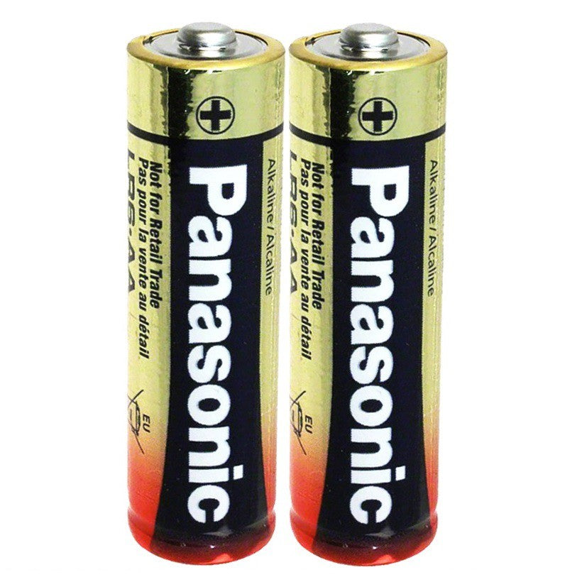 Panasonic AA (2pc) Battery Alkaline Long Lasting 1.5V LR6T/2S Panasonic AA Batteries in Shrink Wrap