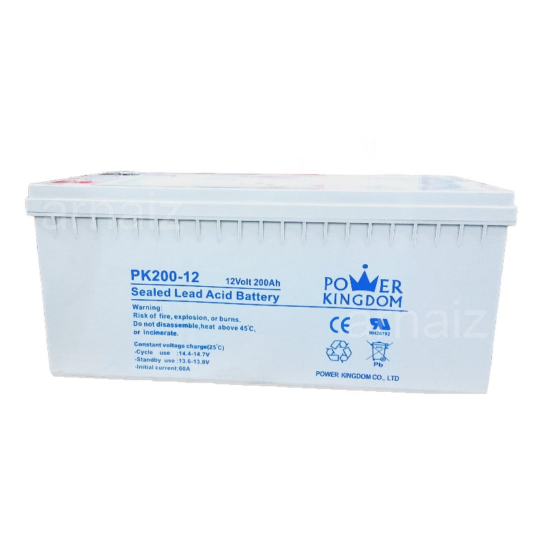Power Kingdom PK200-12 Rechargeable 12V 200AH Valve Regulated Lead Acid (VRLA) Battery