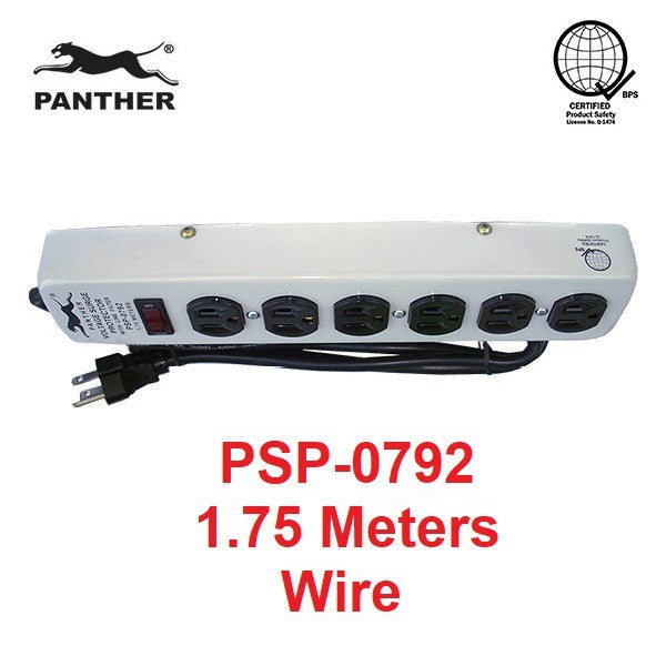 Panther 6 Gang Voltage Surge Protector 6 Outlets Extension Cord 1.75meters PSP-0792 PSP 0792 PSP0792