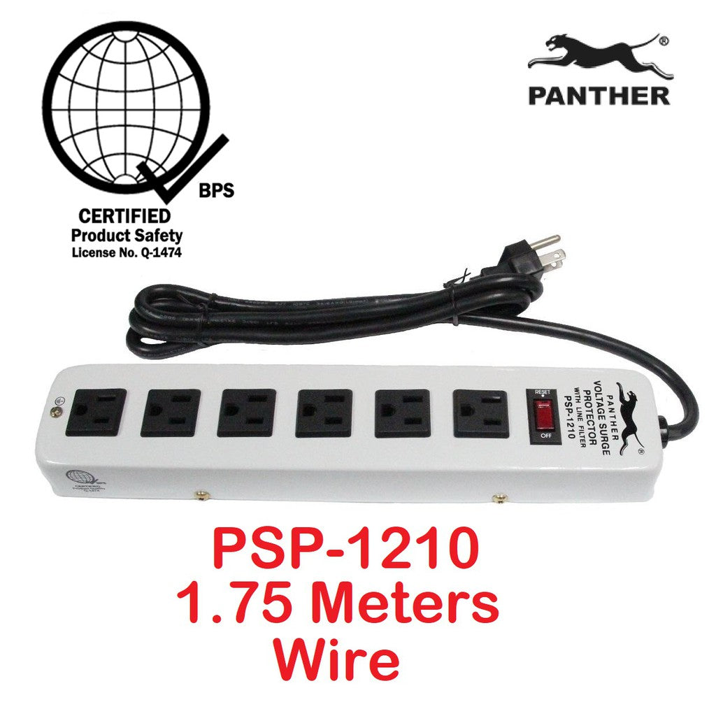Panther 6 Gang Voltage Surge Protector 6 Outlets Extension Cord 1.75meters PSP-1210 PSP 1210 PSP1210