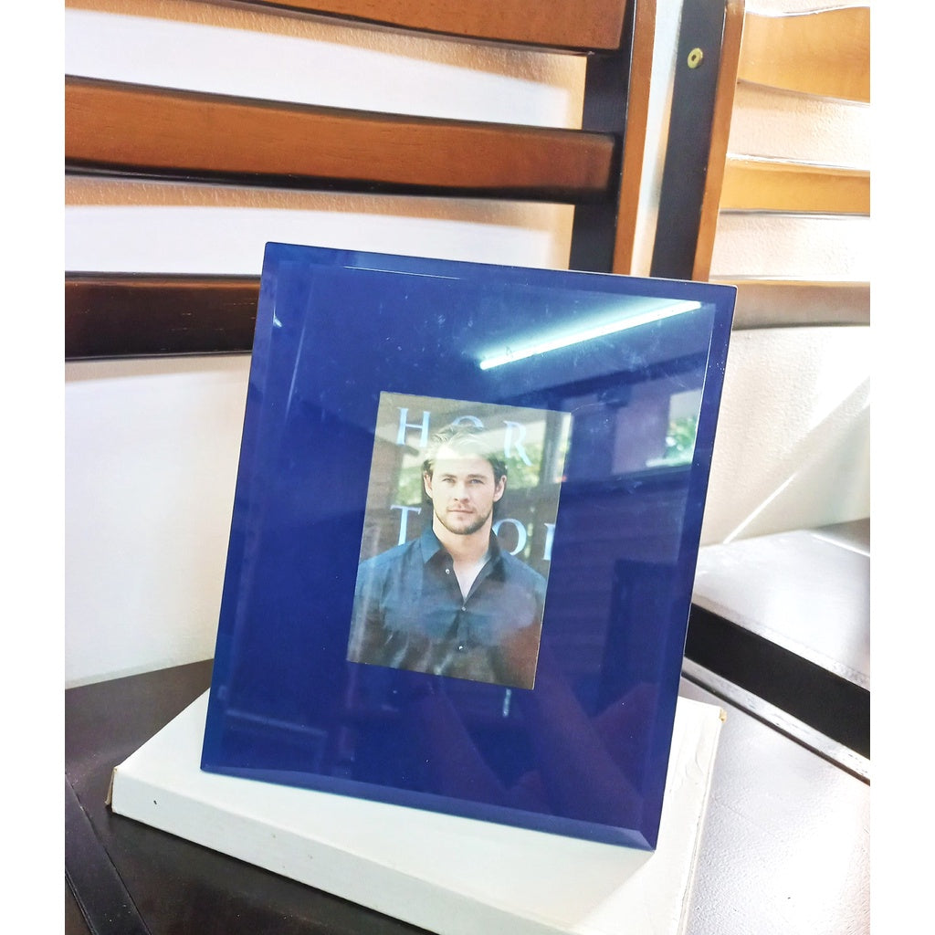Photo Frame for 3R 3-1/2 X 5" Photo Morwenna DBB Wall Mount Table Top Dark Blue Picture Frame Glass