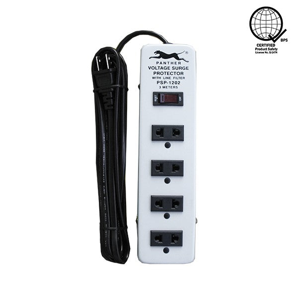 Panther 4 Gang Voltage Surge Protector 4 Outlets Extension Cord 3 meters PSP-1202 PSP1202 PSP 1202