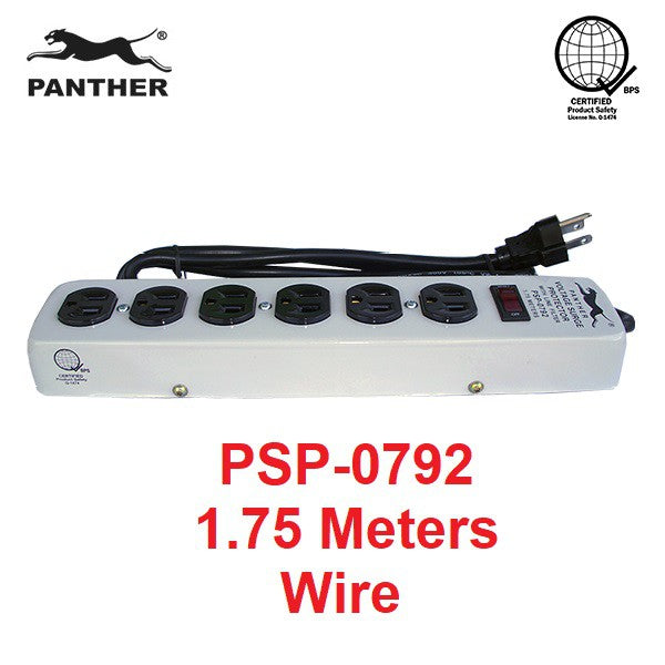 Panther 6 Gang Voltage Surge Protector 6 Outlets Extension Cord 1.75meters PSP-0792 PSP 0792 PSP0792
