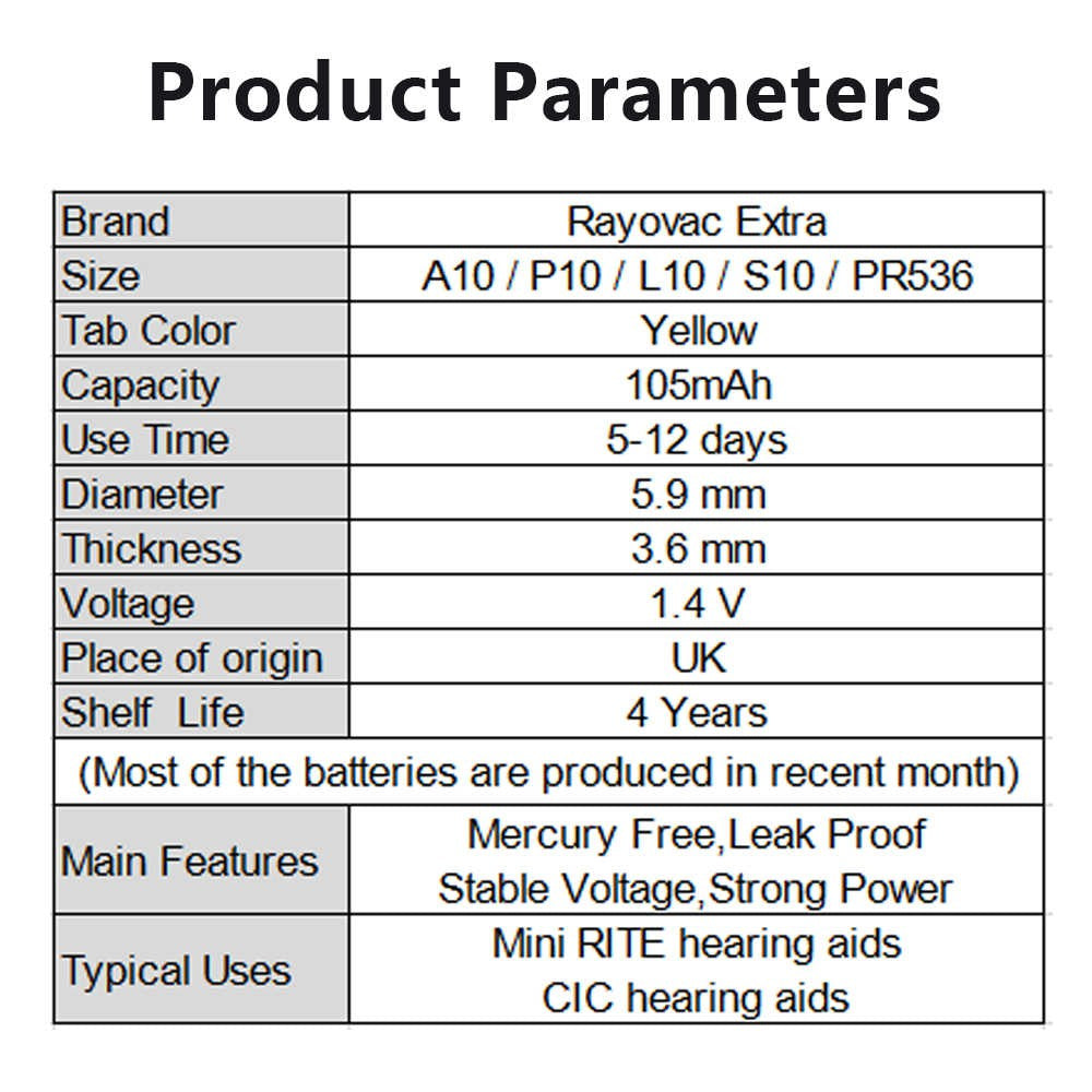 Rayovac Extra Advanced Size 10 PR70 (6 pcs) Hearing Aid Battery Hearing Aid Batteries 1.45V A10