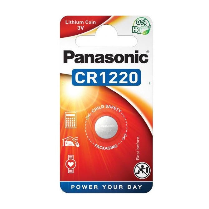Panasonic CR1220 (1pc) 3v Lithium Button Cell Battery in Blister Pack CR 1220 Batteries 6220