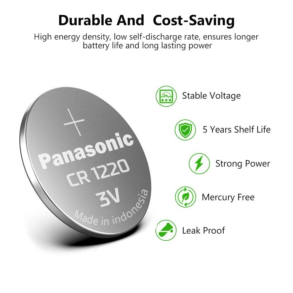 Panasonic CR1220 (1pc) 3v Lithium Button Cell Battery in Blister Pack CR 1220 Batteries 6220