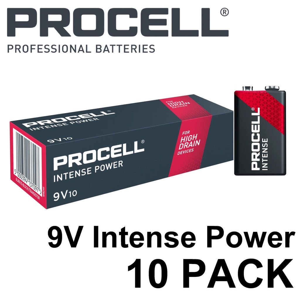 Procell 9V (10pcs) Intense Power Alkaline Battery Industrial Battery MX1604 6LR61 10 pieces per box
