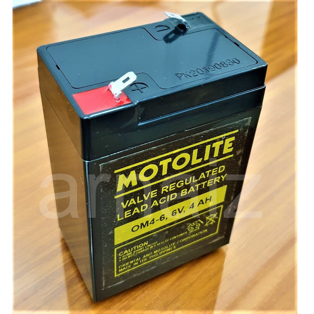 Motolite 6V 4Ah OM4-6 6 Volts 4 Ampere Rechargeable Sealed Lead Acid Battery 6v 4.5Ah Toy Car Batt