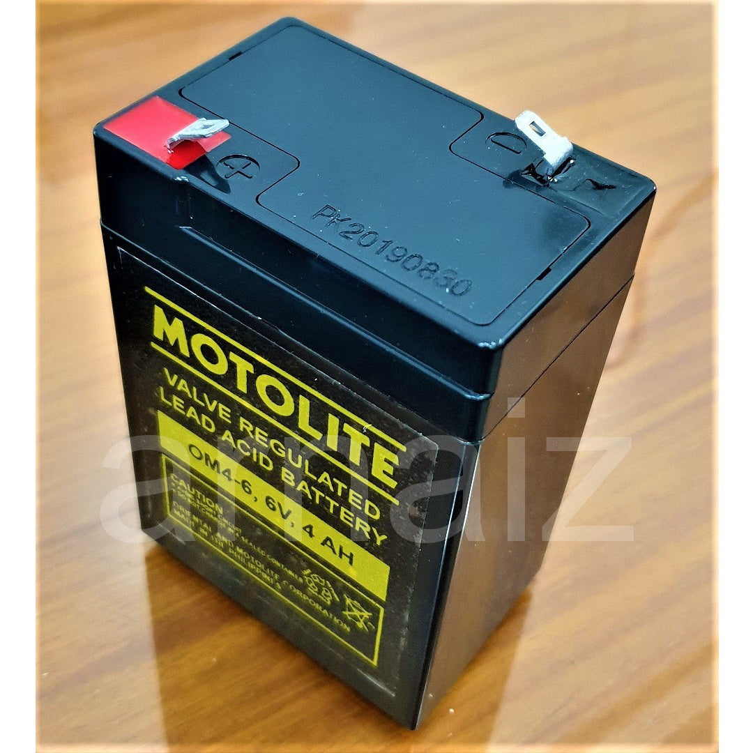 Motolite 6V 4Ah OM4-6 6 Volts 4 Ampere Rechargeable Sealed Lead Acid Battery 6v 4.5Ah Toy Car Batt