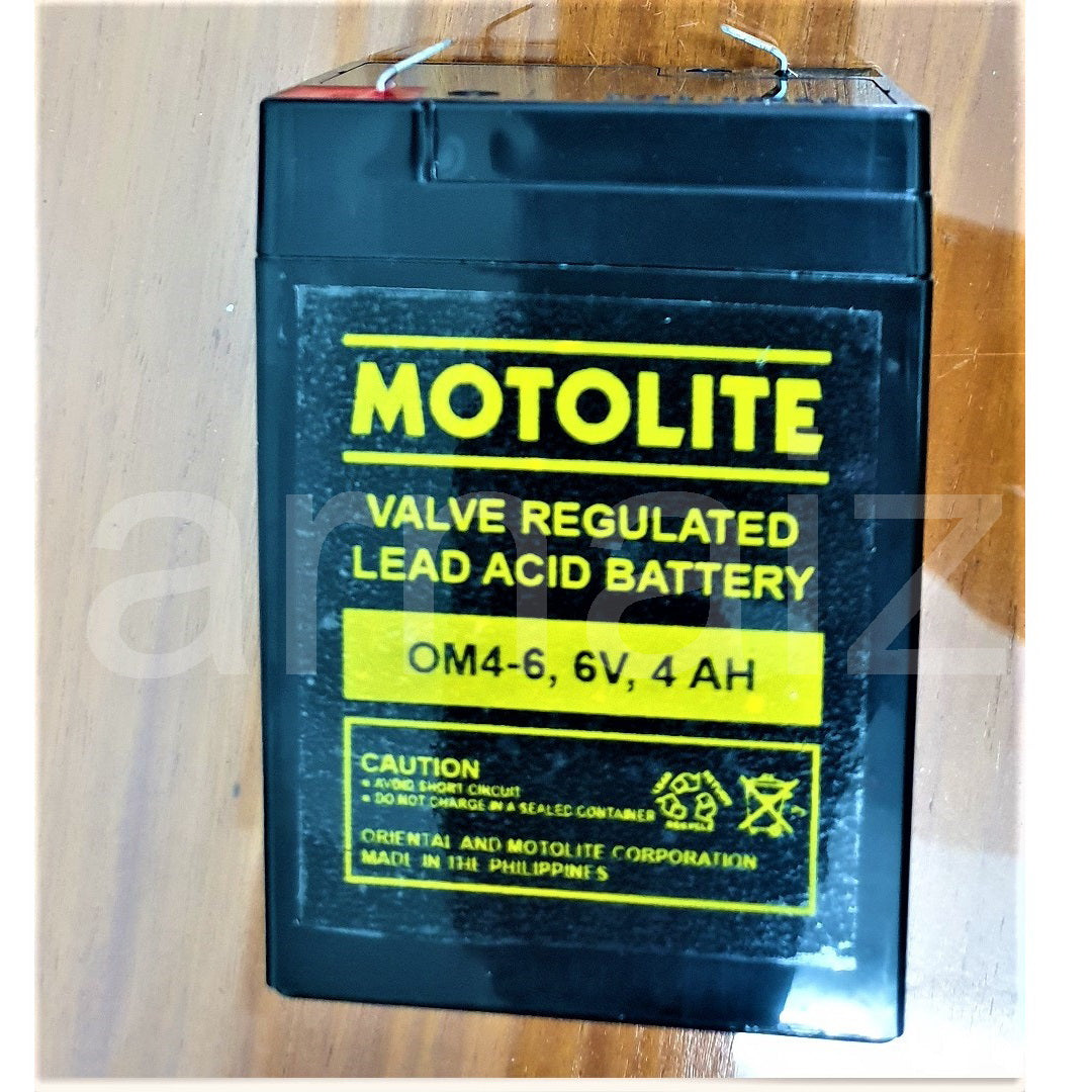 Motolite 6V 4Ah OM4-6 6 Volts 4 Ampere Rechargeable Sealed Lead Acid Battery 6v 4.5Ah Toy Car Batt