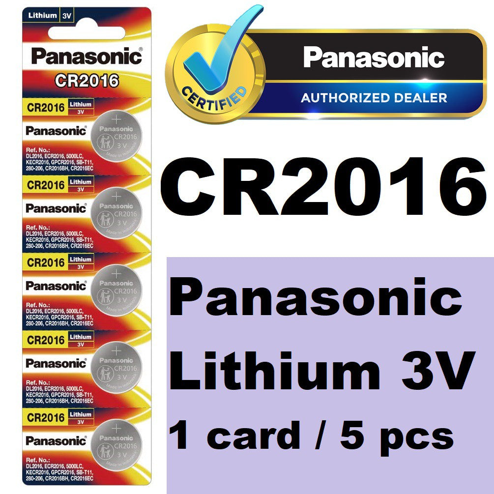 Panasonic CR2016 (Pack of 5 pcs) ECR2016 2016 Lithium Coin Cell Button Battery 3V 3 volts