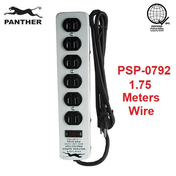 Panther 6 Gang Voltage Surge Protector 6 Outlets Extension Cord 1.75meters PSP-0792 PSP 0792 PSP0792
