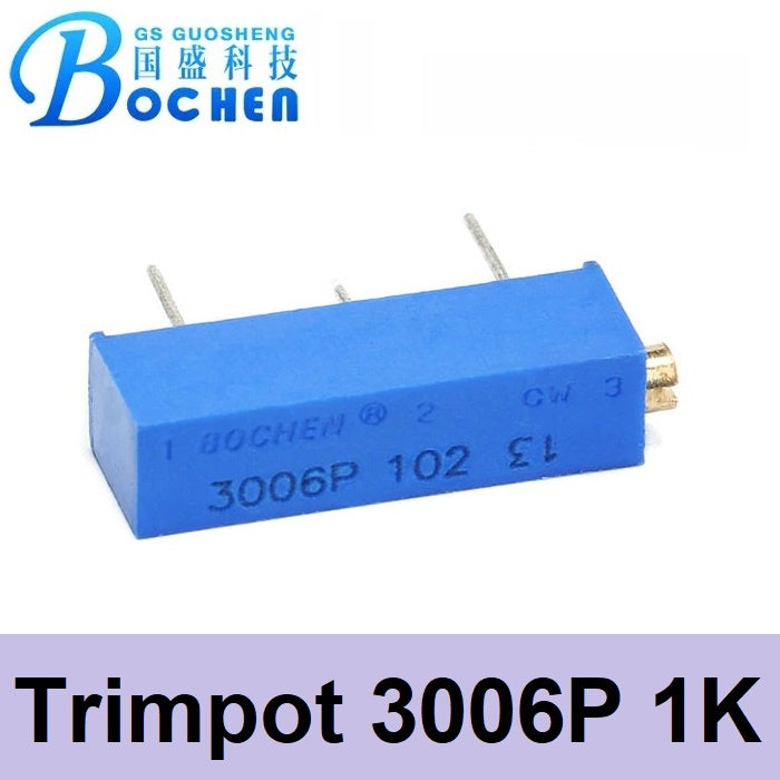 Bochen Trimpot 3006P 1K 1kΩ Through Hole Trimmer Potentiometer 0.75W Side Adjust Bochen 3006 1 KOhm
