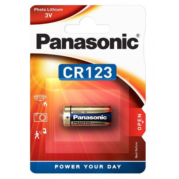 Panasonic CR123A (Gold) 3V Lithium Battery CR-123A Cylindrical Photo Lithium Power 3 volts CR123