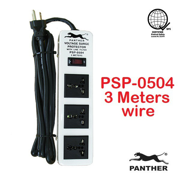 Panther Extension Cord Voltage Surge Protector PSP-0504 PSP 0504 PSP0504 3 Gang 3 Outlets 3 Meter
