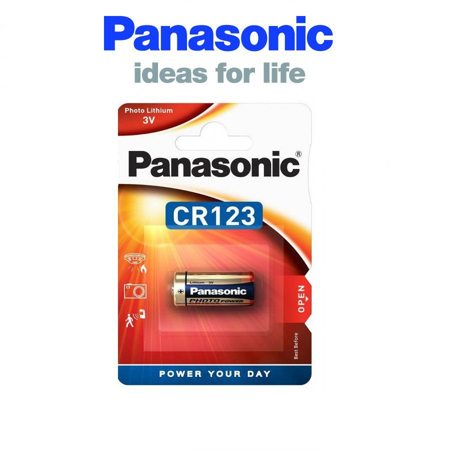 Panasonic CR123A (Gold) 3V Lithium Battery CR-123A Cylindrical Photo Lithium Power 3 volts CR123