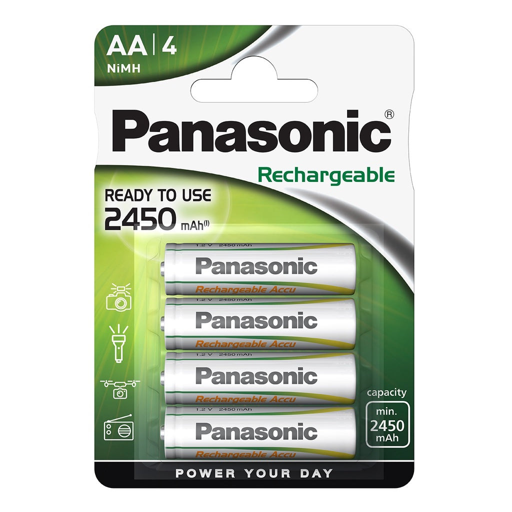 Panasonic AA Rechargeable Accu (4pcs) Battery HR6 Rechargeable AA Batteries 2450mAh HHR3XXE 4BP