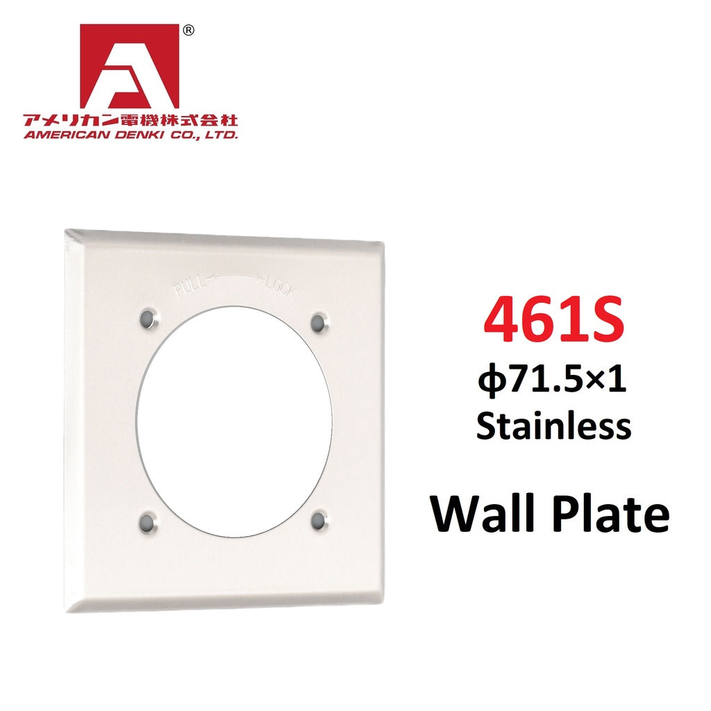 American Denki 461S Wall Plate 2 Gang 1 Receptacle Stainless