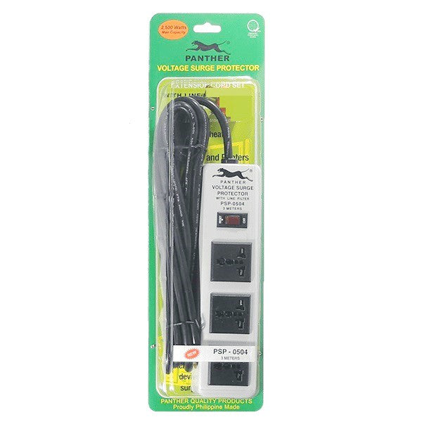 Panther Extension Cord Voltage Surge Protector PSP-0504 PSP 0504 PSP0504 3 Gang 3 Outlets 3 Meter