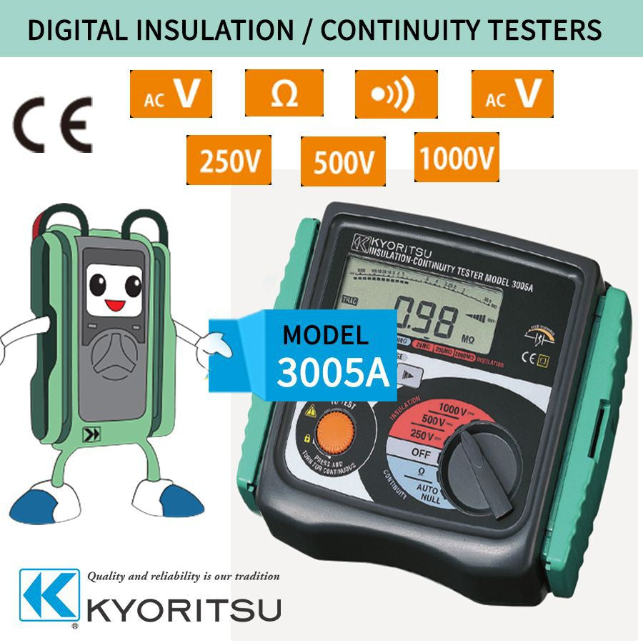 Kyoritsu 3005A Digital Insulation Continuity Tester Megger Test Insulation Testers