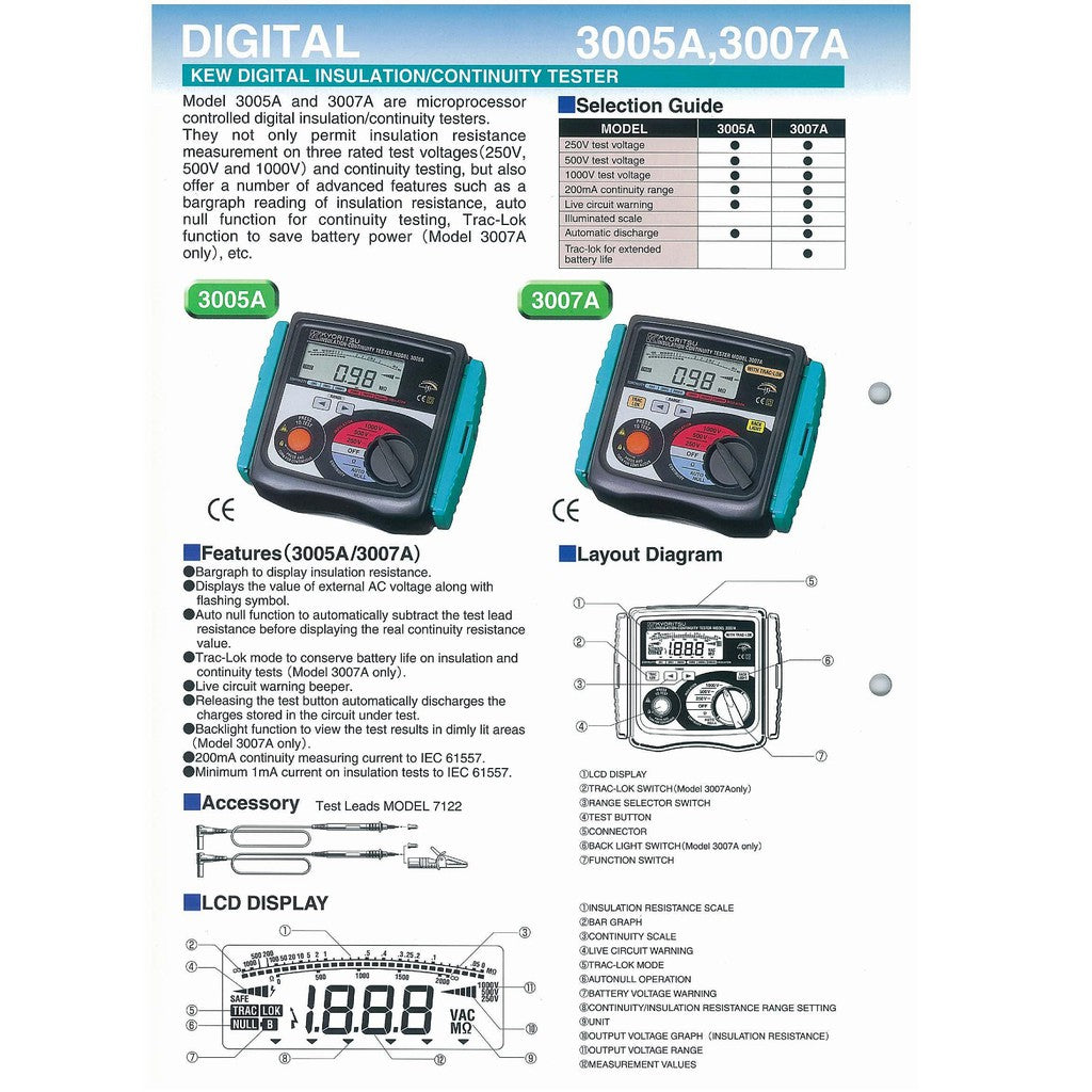 Kyoritsu 3007A Digital Insulation Continuity Tester Megger Test Insulation Testers