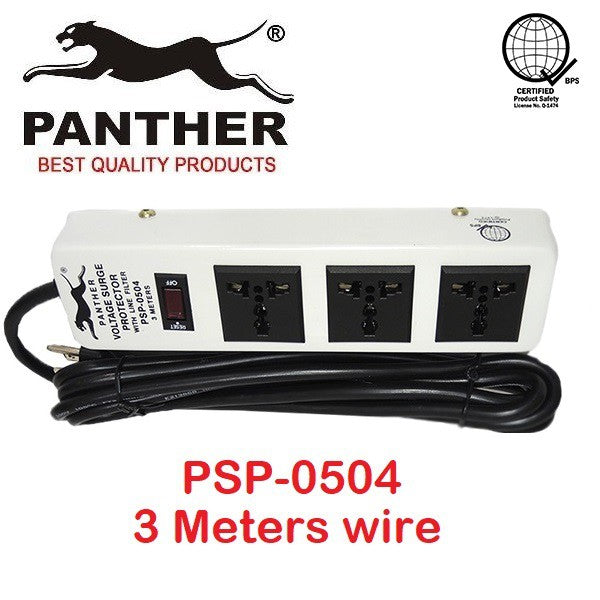 Panther Extension Cord Voltage Surge Protector PSP-0504 PSP 0504 PSP0504 3 Gang 3 Outlets 3 Meter