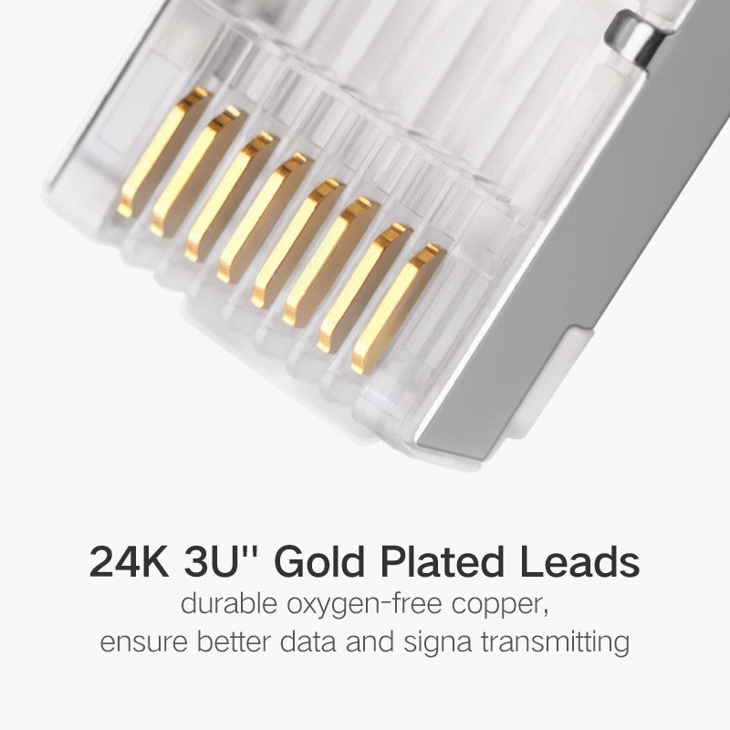 Cat6 RJ45 Shielded Connector 8P8C Modular Ethernet Cable Head Plug Gold-plated Cat 6 Crimp Network