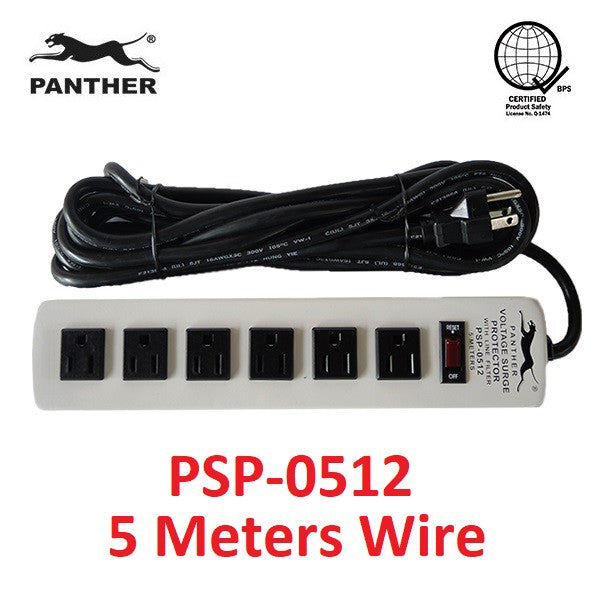 Panther 6-Gang 5M PSP 0512 Voltage Surge Protector Extension Cord PSP-0512 PSP0512