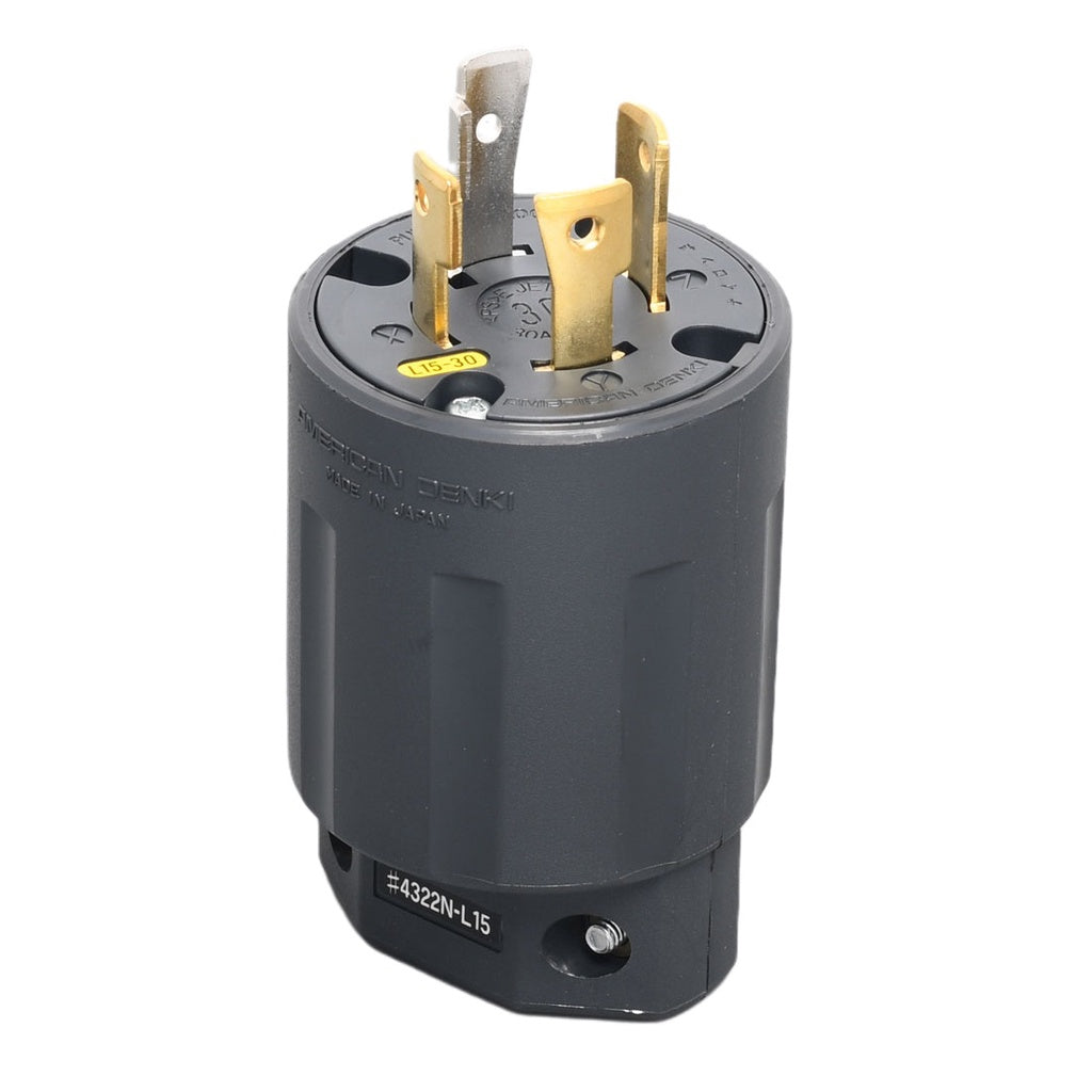 American Denki 4322N-L15 Locking Plug 30A 250V 3 Pole 4 Wire Grounding NEMA L15-30 Nylon Housing