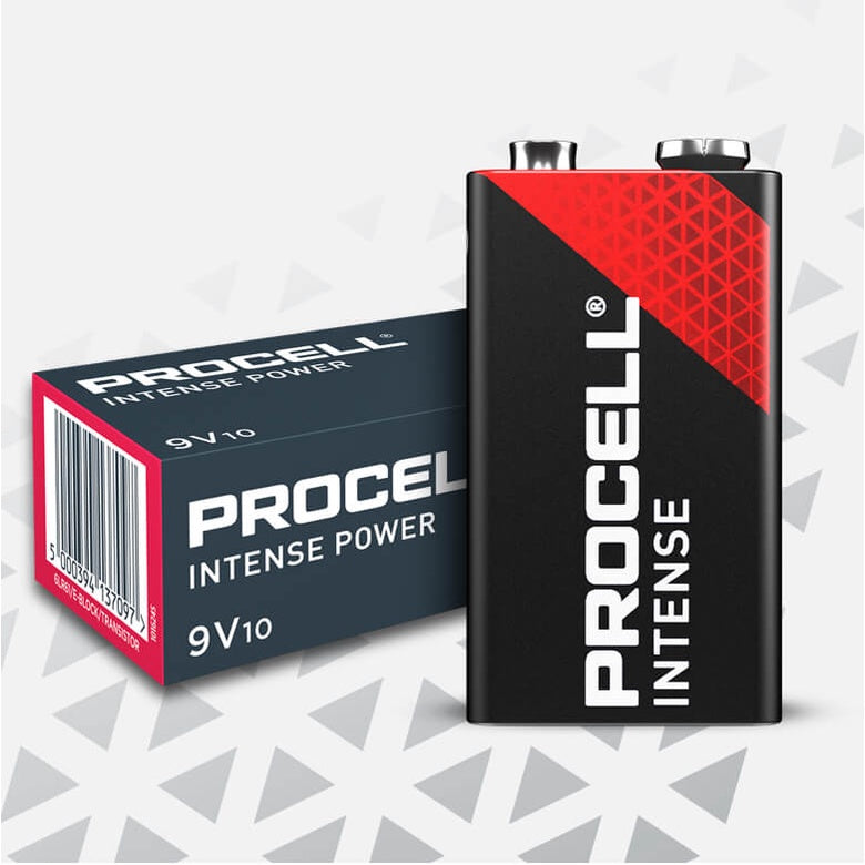 Procell 9V (10pcs) Intense Power Alkaline Battery Industrial Battery MX1604 6LR61 10 pieces per box