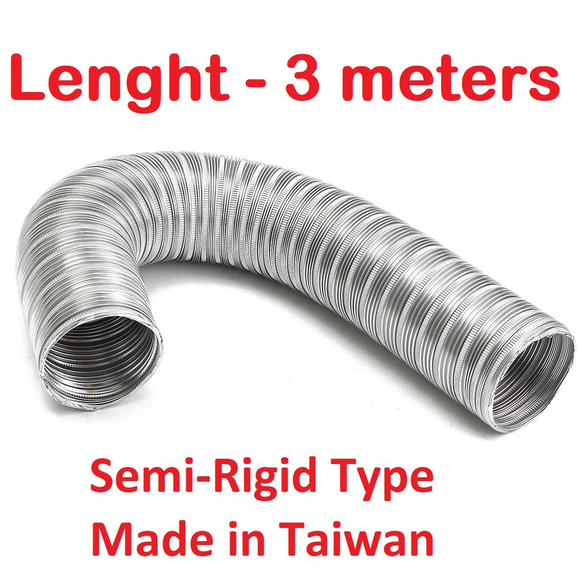 Flexible Aluminum Air Duct Semi Rigid Type (Slight Dents) 200mm 8in by 3m Foil HVAC Tailee
