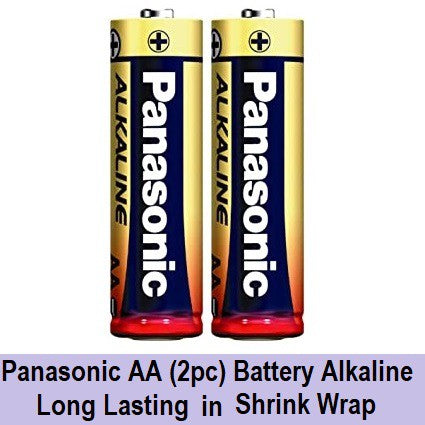 Panasonic AA (2pc) Battery Alkaline Long Lasting 1.5V LR6T/2S Panasonic AA Batteries in Shrink Wrap