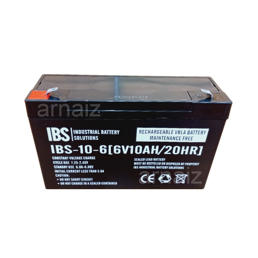 IBS 6V 10Ah SLA Rechargeable Battery IBS-10-6 Valve Regulated Sealed Lead Acid Battery