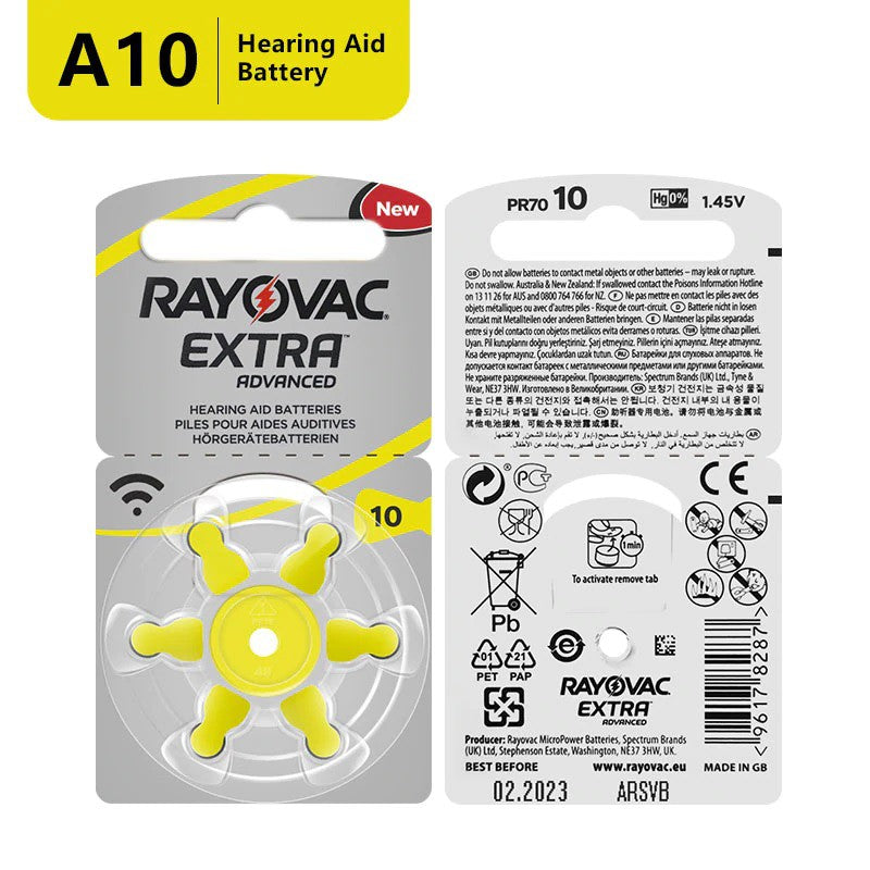 Rayovac Extra Advanced Size 10 PR70 (6 pcs) Hearing Aid Battery Hearing Aid Batteries 1.45V A10