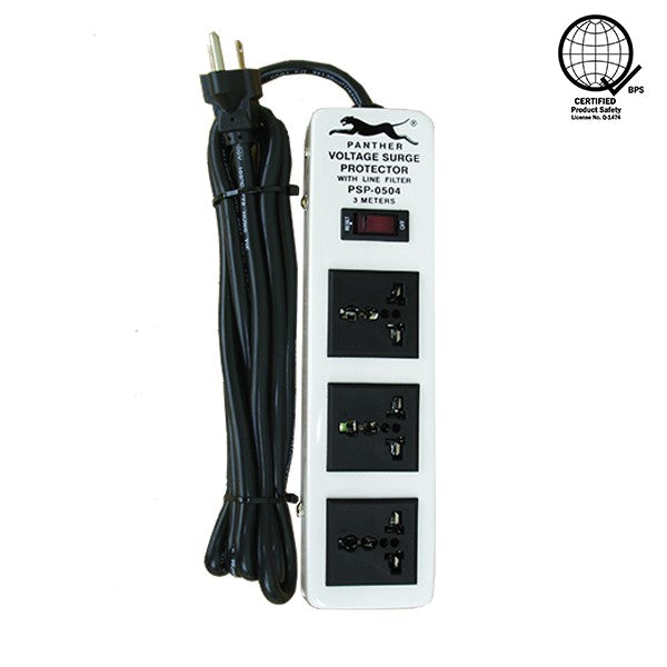 Panther Extension Cord Voltage Surge Protector PSP-0504 PSP 0504 PSP0504 3 Gang 3 Outlets 3 Meter