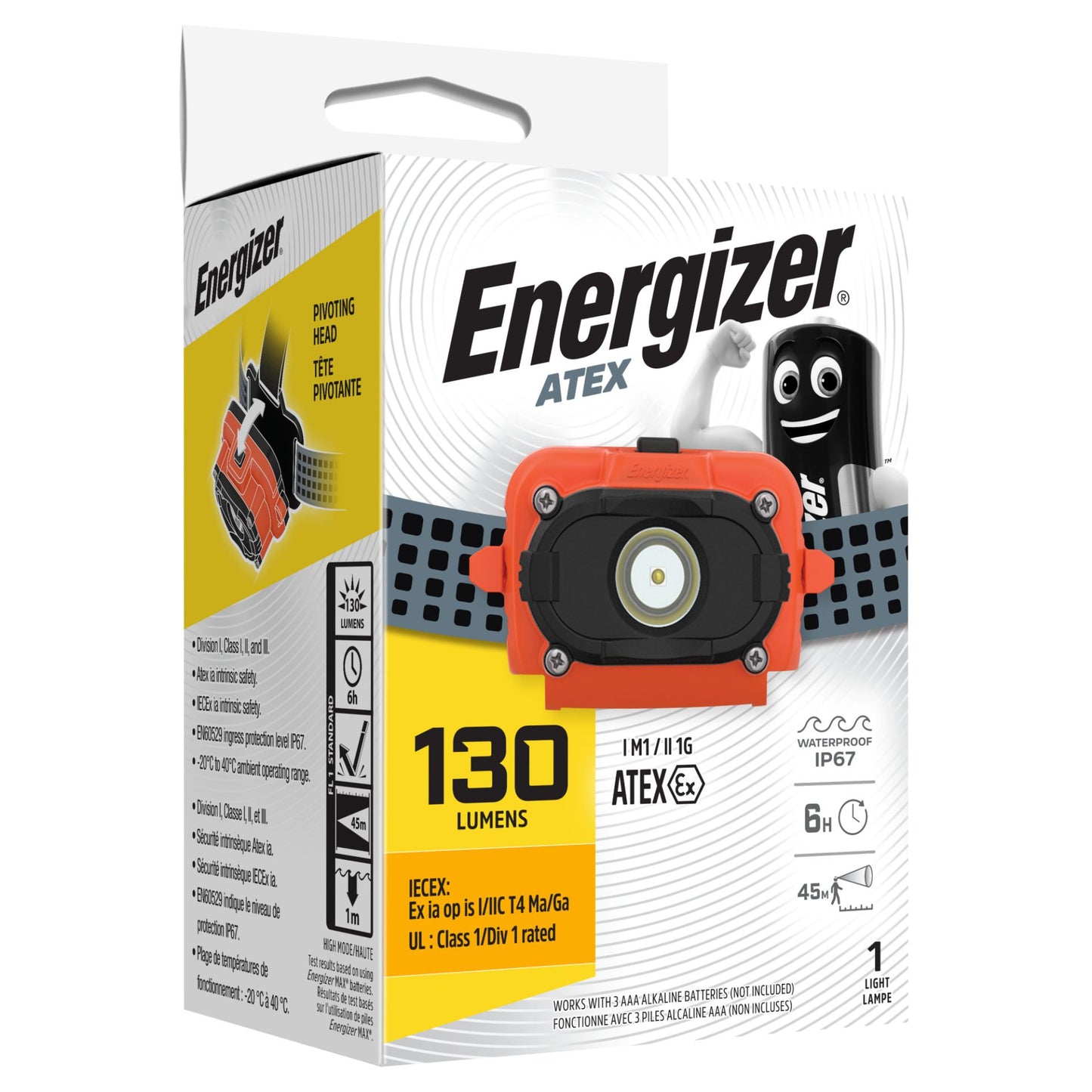 Energizer Intrinsically Safe ATEX 130 Lumens LED Headlamp Explosion Proof IP67 Head Light