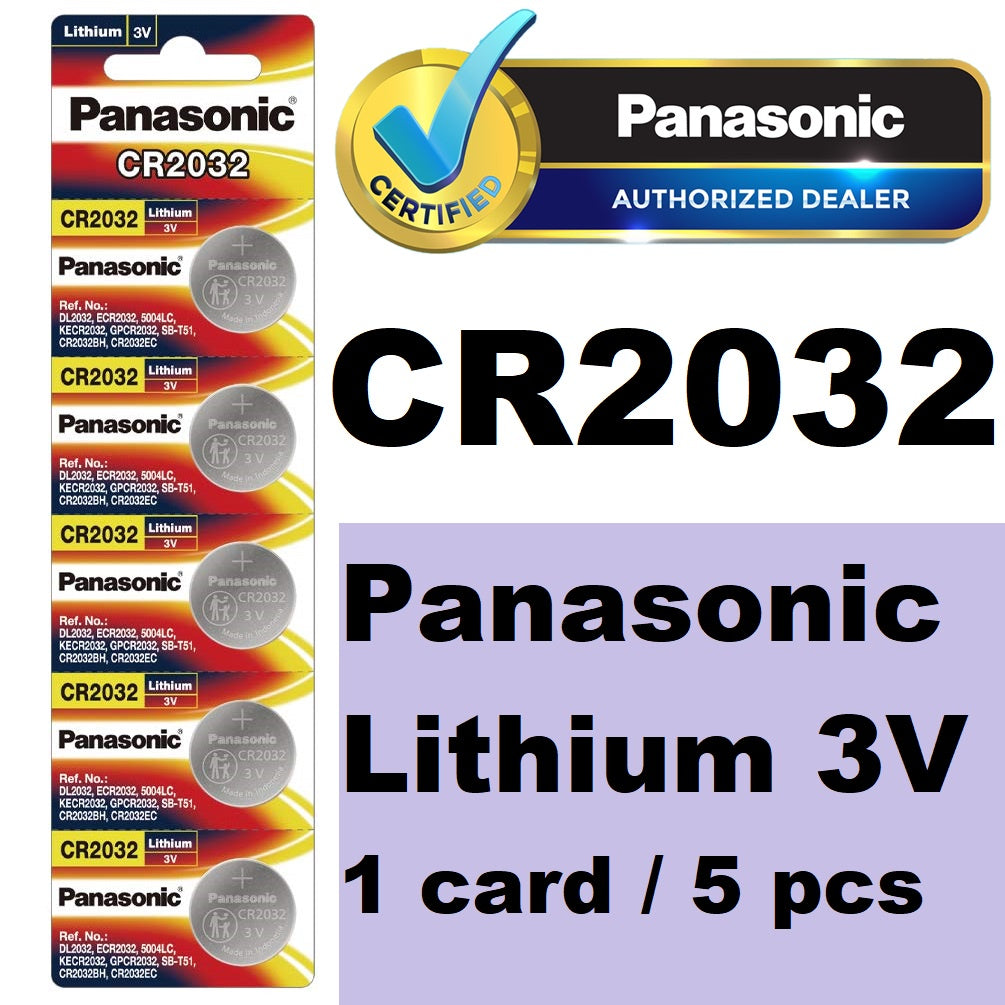 Panasonic CR2032 (5pc) ECR2032 2032 Lithium Coin Cell Button Battery 3V 3 volts Batteries