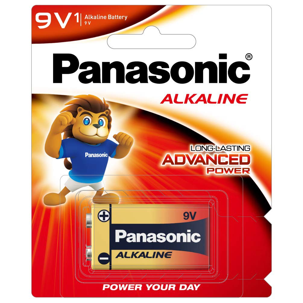 Panasonic 9V (1pc) Battery Alkaline Long Lasting 9 Volts 6LR61T/1B Panasonic 9V Batteries Blister Pa