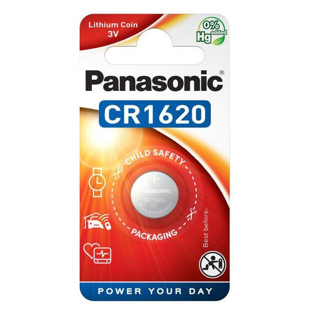 Panasonic CR1620 Battery (1pc) Button Cell Coin Batteries CR-1620 3V Lithium Battery CR 1620 3 Volts